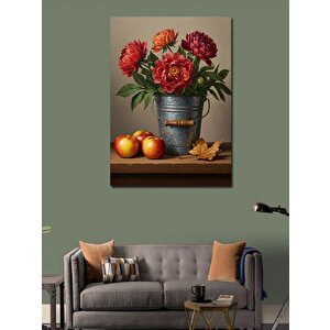 Kanvas Tablo Vazoda Çiçek Ve Meyve Tasarımı 50x70 cm