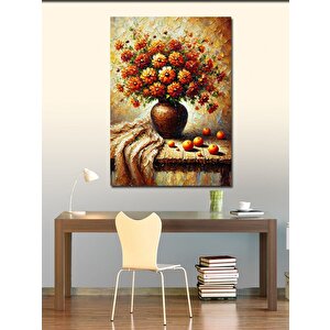 Kanvas Tablo Vazoda Çiçekler Ve Meyve Tasarımı 70x100 cm