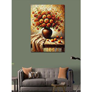 Kanvas Tablo Vazoda Çiçekler Ve Meyve Tasarımı 70x100 cm