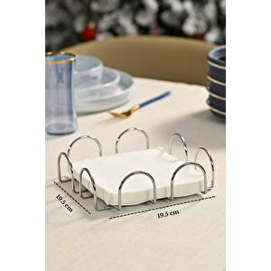 Parlak Silver 18 Cm Peçetelik Büyük Boy Peçete Standı Kafe Restoran Otel Paslanmaz Metal