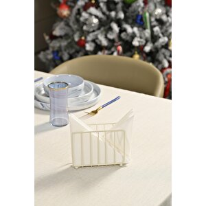Bej Kafes Peçetelik, Kafe Cafe, Restoran, Otel, Dekoratif Peçetelik Hediyelik - Metal Paslanmaz