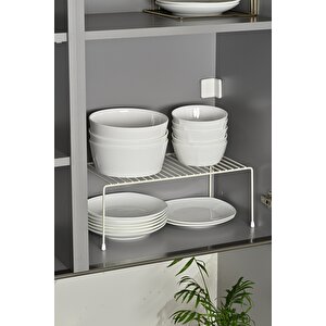 Bej Çok Amaçlı Dolap Içi Düzenleyici Tel Raf, Fincan Tabak Kase Organizer-metal Paslanmaz