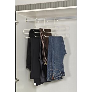 Bej 10 Lu Dolap İçi 3 Katlı Pantolon, Şal, Eşarp Askısı, Gardrop Askılığı- Metal Paslanmaz