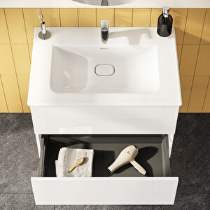 Vitra Metropole Pure 67226 Lavabo Dolabı, 2 Çekmeceli, Parlak Beyaz, 80 Cm