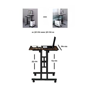 Yükseklik Ayarlı Bilgisayar/laptop Ve Çalışma Masası - Ceviz 80x60 (tekerli Ve Kasalıklı)