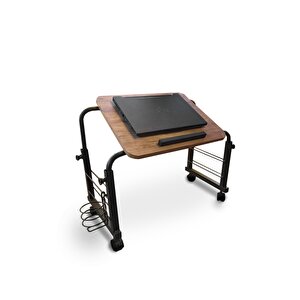 Yükseklik Ve Genişlik Ayarlı Eğimli Tekerlekli Laptop Sehpası