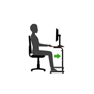 Yükseklik Ayarlı Laptop Sehpası - Atlantik Çam (tekerli̇) 60x40 Oval Kenar