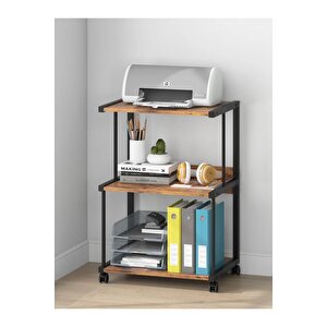 Raflı Yazıcı Sehpası - Atlantik Çam 45x30 (frenli Tekerli)