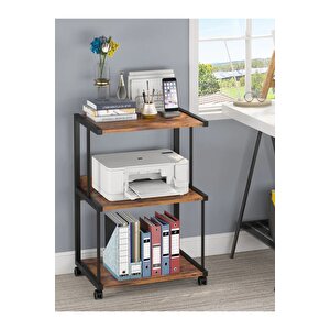 Raflı Yazıcı Sehpası - Atlantik Çam 45x30 (frenli Tekerli)