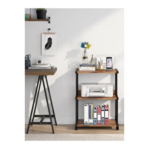 Raflı Yazıcı Sehpası - Atlantik Çam 45x30 (frenli Tekerli)