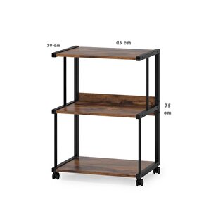 Raflı Yazıcı Sehpası - Atlantik Çam 45x30 (frenli Tekerli)