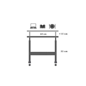 Yükseklik Ayarlı Laptop Sehpası - Atlantik Çam (tekerli̇) Oval Kenar 60x40