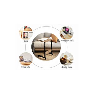 Yükseklik Ayarlı Laptop Sehpası - Atlantik Çam (tekerli̇) Oval Kenar
