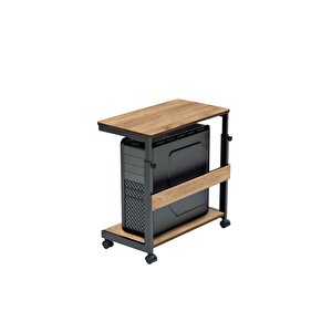 Yükseklik Ayarlı Yazıcı Ve Kasa Sehpası - Atlantik Çam (frenli̇ Tekerli̇) 45x30