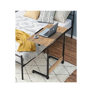 Yükseklik Ayarlı Eğimli Ve Katlanabilen Laptop Sehpası - Atlantik Çam (tekerli̇) Oval Kenar