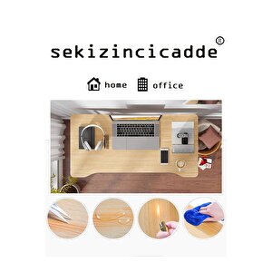 Yükseklik Ayarlı Çalışma Masası - Atlantik Çam (tekerli̇) 100x50 Oval Kenar