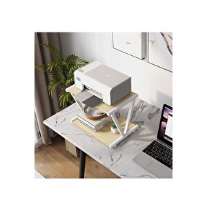 V Yazıcı Sehpası - Beyaz Atlantik Çam (frenli̇ Tekerli̇) 30x45