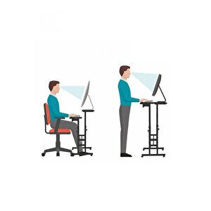 Yükseklik Ayarlı Bilgisayar/laptop Ve Çalışma Masası - Çam 60x60 (tekerli̇) Oval Kenar