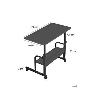 Yükseklik Ayarlı Dikiş Makinesi Sehpası - Antrasit (frenli Tekerli) 70x40 Oval Kenar