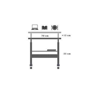 Yükseklik Ayarlı Ve Çift Raflı Laptop Sehpası Ve Çalışma Masası - Atlantik Çam (tekerli) 70 X 40 Cm