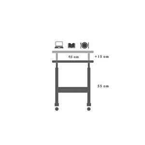 Yükseklik Ayarlı Laptop / Notebook Ve Tablet Sehpası - Atlantik Çam (tekerli̇) 45x40