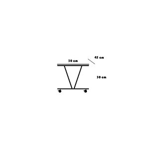 V Yazıcı Sehpası - Atlantik Çam (frenli̇ Tekerli̇) 30x45