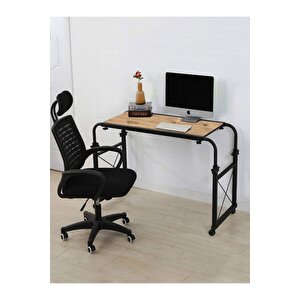 Genişlik Ve Yükseklik Ayarlı Eğim Verilebilen Çalışma Masası - Atlantik Çam (frenli̇ Tekerli̇) 80x40