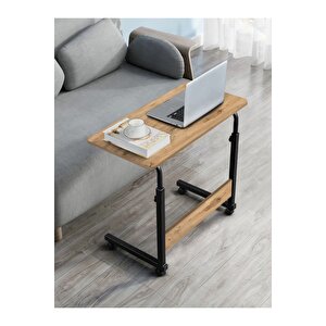 Yükseklik Ayarlı Çalışma Masası - Atlantik Çam (tekerli̇) Oval Kenar - 70x40