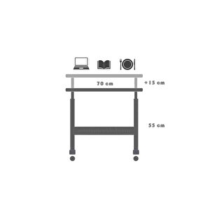 Yükseklik Ayarlı Laptop Sehpası - Atlantik Çam (tekerli̇) Oval Kenar - 70x40