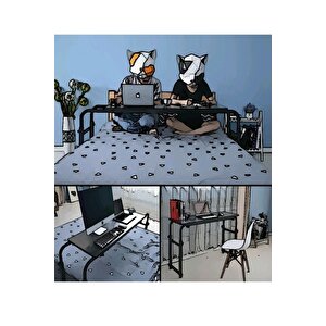 Genişlik Ve Yükseklik Ayarlı Çift Kişilik Yatak Çalışma Masası - Atlantik Çam (tekerli)