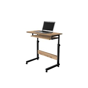 Yükseklik Ayarlı Ve Klavyelikli Laptop Sehpası - Atlantik Çam 70x40 (frenli Tekerli)