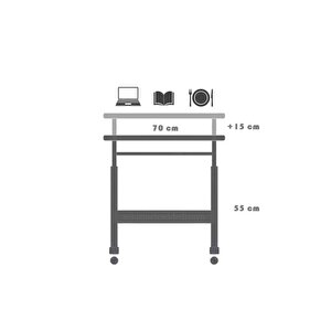 Yükseklik Ayarlı Ve Klavyelikli Laptop Sehpası - Atlantik Çam 70x40 (frenli Tekerli)