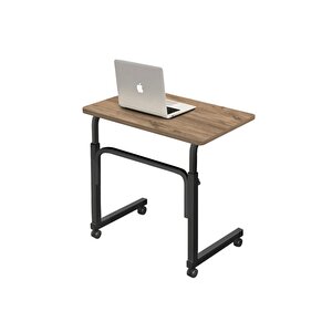 Yükseklik Ayarlı Laptop Sehpası Ve Çalışma Masası - Ceviz (tekerli̇) 70x40 Oval Kenar
