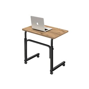 Yükseklik Ayarlı Laptop Sehpası Ve Çalışma Masası - Atlantik Çam (tekerli̇) 70x40 Oval Kenar