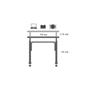 Yükseklik Ayarlı Laptop Sehpası Ve Çalışma Masası - Atlantik Çam (tekerli̇) 70x40 Oval Kenar