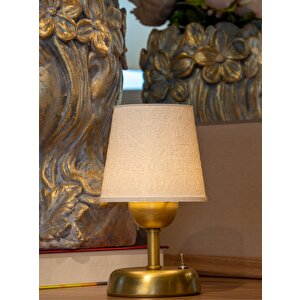 Özel Tasarım Metal Ayaklı Masa Lambası / Abajur | Shen Desen | Gold Ayak | Pi̇lli̇ 20 Cm