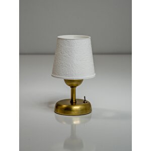 Özel Tasarım Metal Ayaklı Masa Lambası / Abajur | Shen Desen | Gold Ayak | Pi̇lli̇ 20 Cm