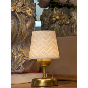 Özel Tasarım Metal Ayaklı Masa Lambası / Abajur | Geometrik Desen | Gold Ayak | Pi̇lli̇ 20 Cm