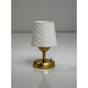 Özel Tasarım Metal Ayaklı Masa Lambası / Abajur | Geometrik Desen | Gold Ayak | Pi̇lli̇ 20 Cm