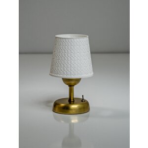 Özel Tasarım Metal Ayaklı Masa Lambası / Abajur | Nosso Desen | Gold Ayak | Pi̇lli̇  | 20cm