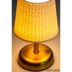 Özel Tasarım Metal Ayaklı Masa Lambası / Abajur | Nosso Desen | Gold Ayak | Pi̇lli̇  | 20cm