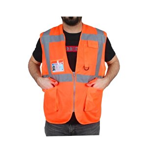 Ikaz Yeleği Mühendis Tipi Cepli Fosforlu Reflektörlü L/XL