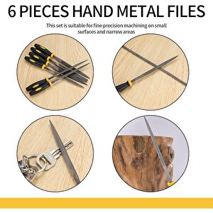 6 Parça Kauçuk Saplı Mini Eğe Set 18 Cm Eğe Törpü Seti Hassas Çelik Anahtar Deri Metal Hobi Eğe Set