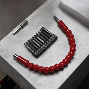 12 Parça Bükülebilir Spral Matkap Ucu Manyetik Uzatma Adaptörü Ve  Bits Matkap Uç Set