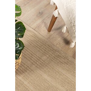 Natura 6662 %100 Doğal Jüt Kilim Bej Renkli Yumuşak Dokulu Şık Tasarımlı Kilim Modern Dokuma Kilim 100x200 cm
