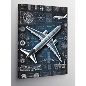 Kanvas Tablo Uçak Planı Ve Teknik Çizimler 70x100 cm