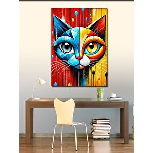 Kanvas Tablo Soyut Kedi Çizimi 50x70 cm
