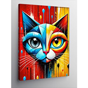Kanvas Tablo Soyut Kedi Çizimi 100x140 cm
