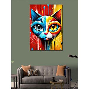Kanvas Tablo Soyut Kedi Çizimi 70x100 cm