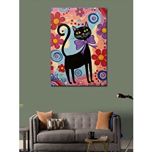 Kanvas Tablo Sevimli Çiçekli Kedi 100x140 cm